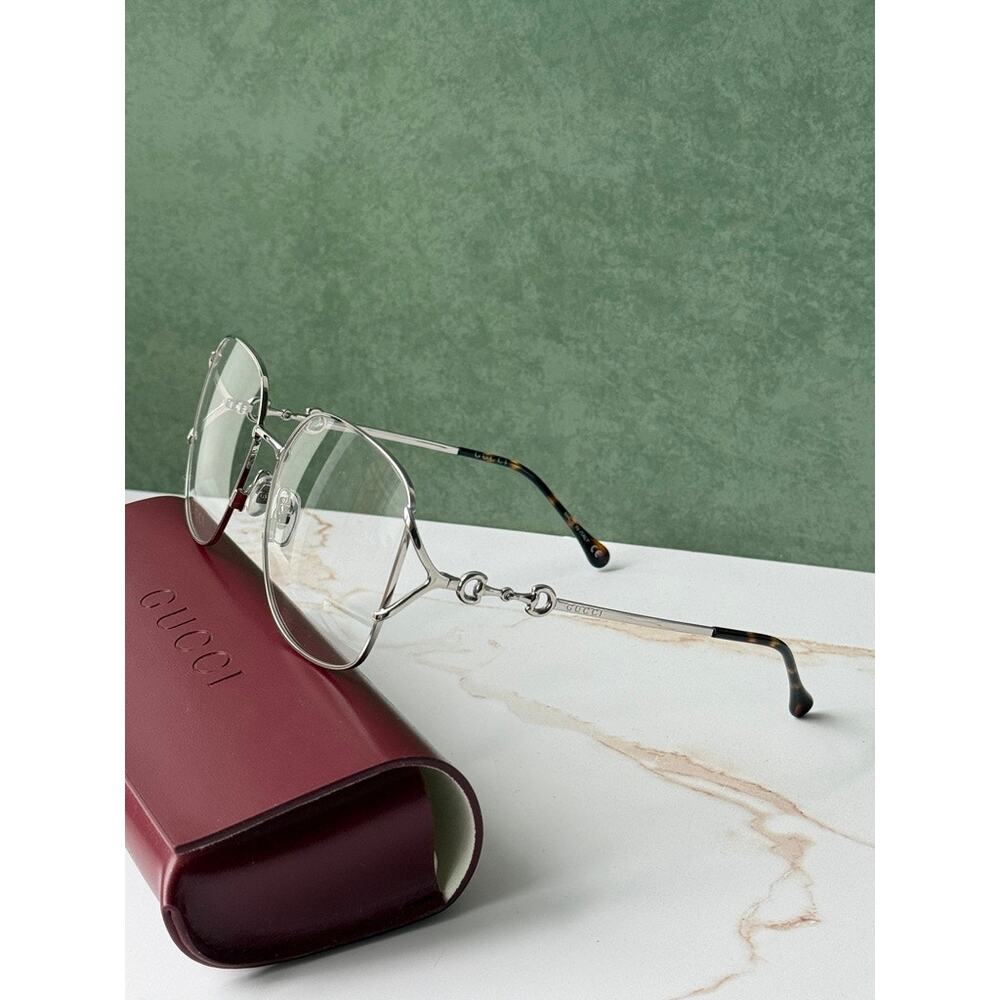 NEW Gucci GG1019O Silver Horsebit Square Eyeglasses Frames - Picture 2 of 7